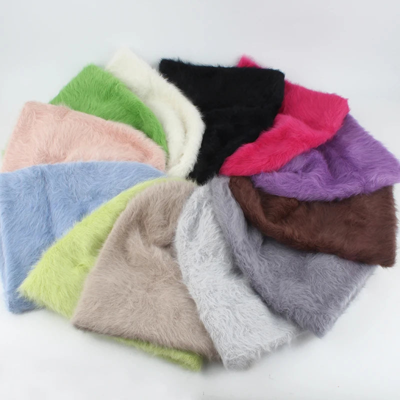 Winter Hats For Women Long Rabbit Fur Warm Beanie Bonnet Female Caps Men Fashion Solid Colors Real Fur Knitted Hat