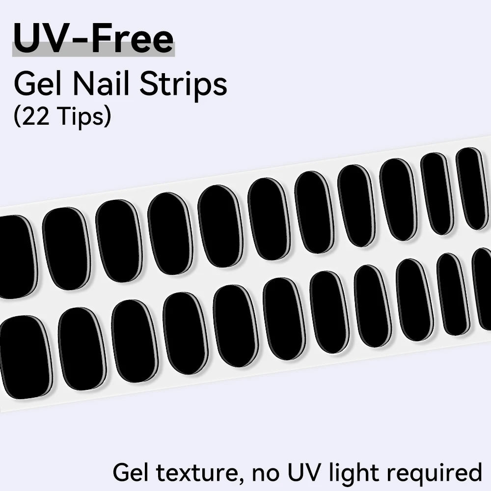 UV FREE Fully Cured Gel Nail Strips 16/22 Tips Self Adhesive Gel Nail Stickers DIY Nail Art Manicure DON'T NEED UV LAMP