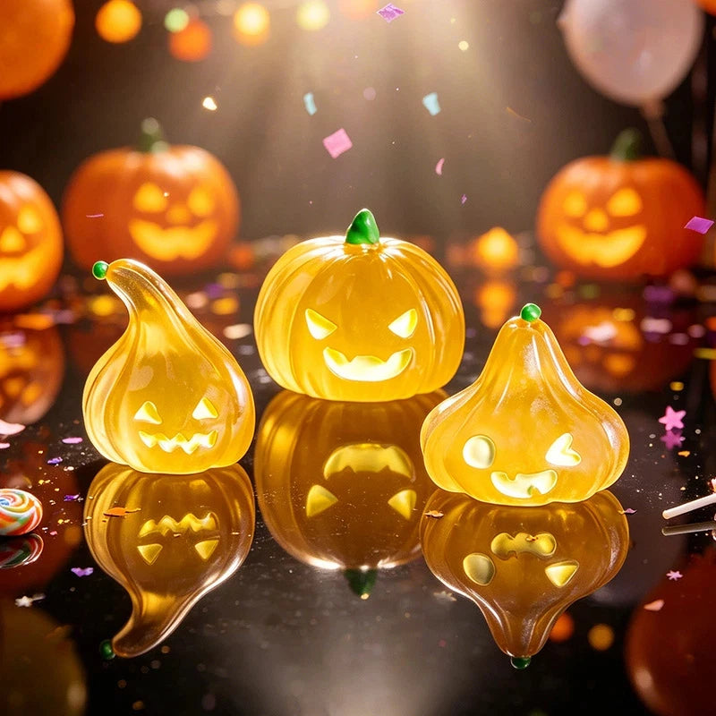 Halloween Luminous Pumpkin Decoration Cute DIY Expression Micro Landscape Small Desktop Ornaments Home Garden Figurines