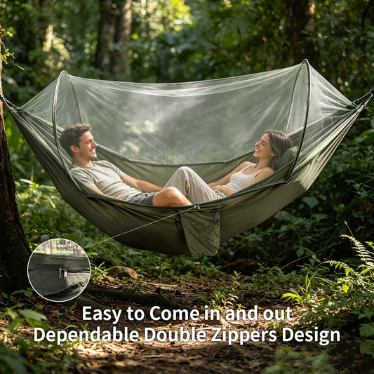 Outdoor Hammock with Integrated Mosquito Net, Camping & Leisure Hanging Bed
