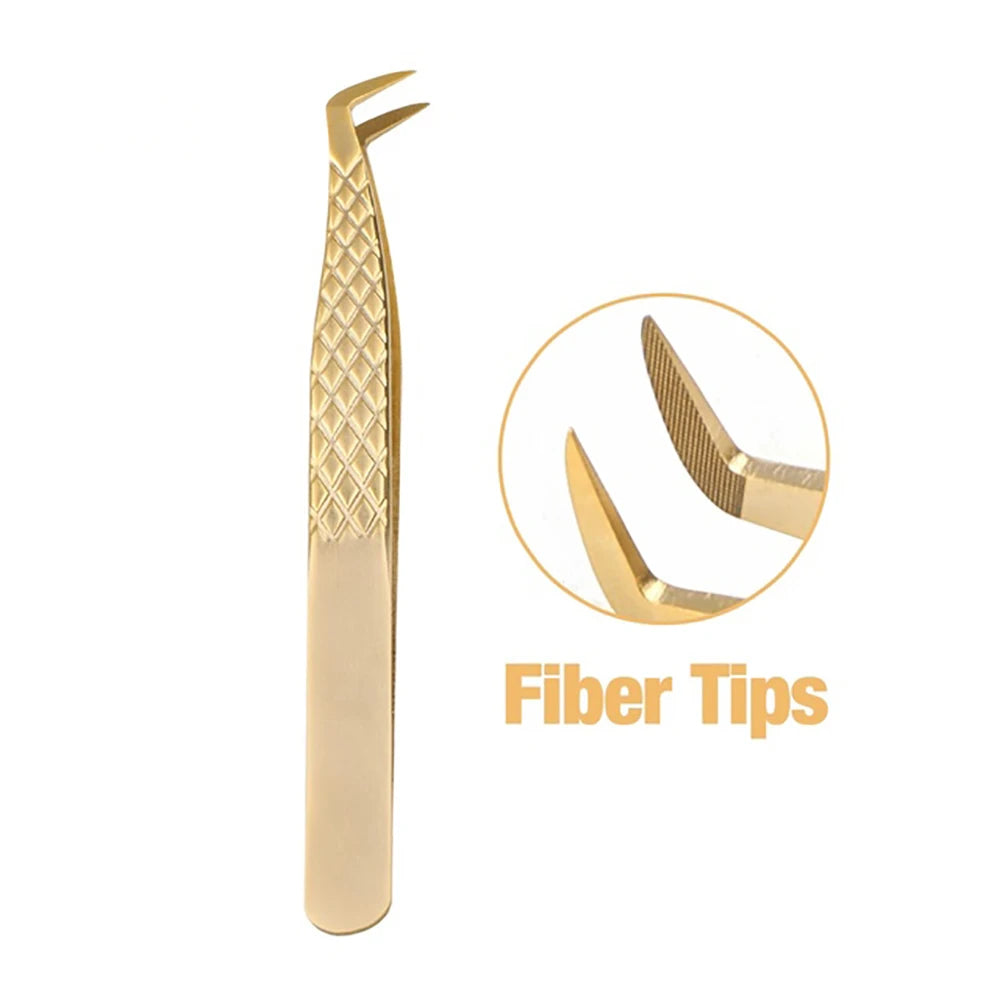 Fadvan Tweezers for Lashes Extension Fiber Tips Stainless Steel Makeup Tweezers Anti-static Free Print Your Logo