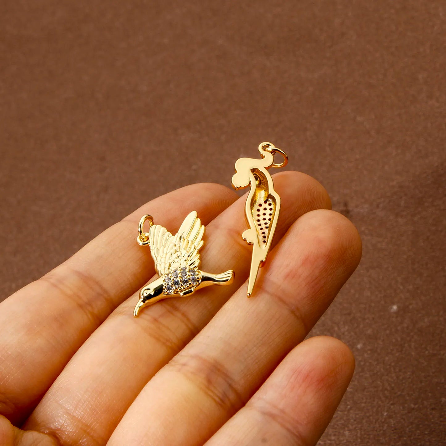 1 PC Bird Micro Pave Brass Charms 18K Gold Plated Color Bird Animal Delicate Pendants For DIY Jewelry Making Necklace Findings