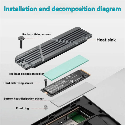 *A99Z For PS5 Slim/Pro SSD Heatsink with Thermal Pads Solid State Drive Cooler SSD Cooling Mounting Kit for 2280 M.2 NVMe SSD
