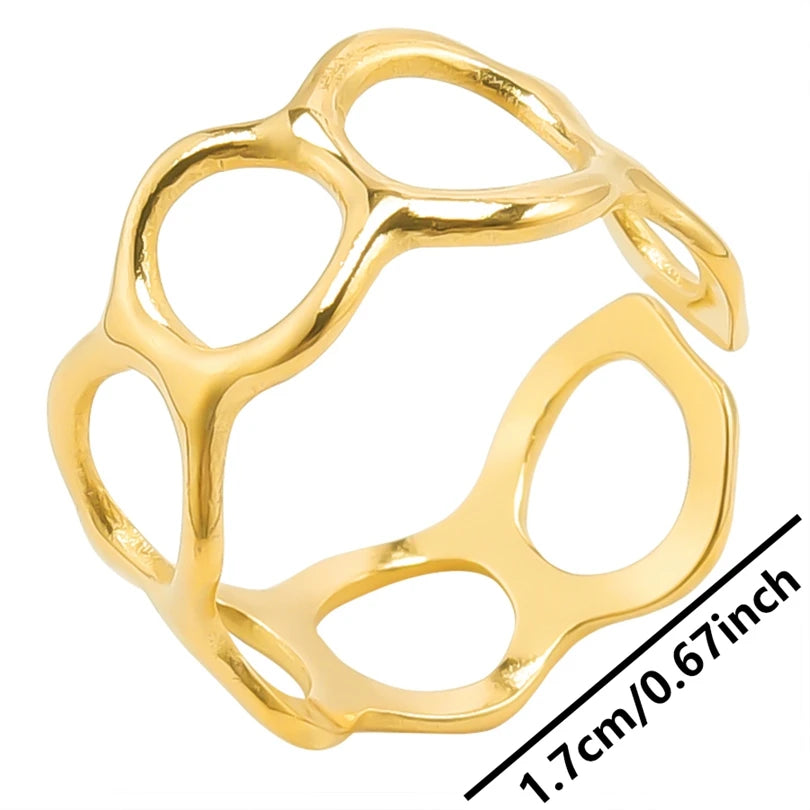 6pcs/lot Wholesale Various Chunky Rings Real Gold Plated Love Abstract DIY Shell Star Sun Bat Shaped Rings Women Jewelry Gifts