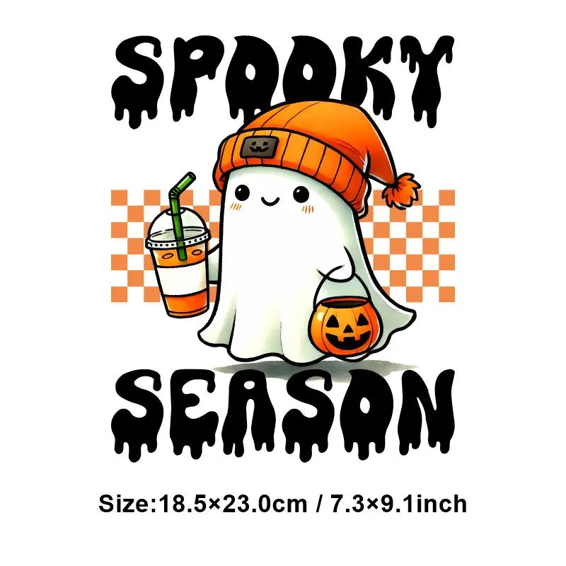 "Halloween is a Life Style"Patch Stickers Iron On Transfers for Clothing Iron Halloween Ghosts Stickers Fusible Applique Badge