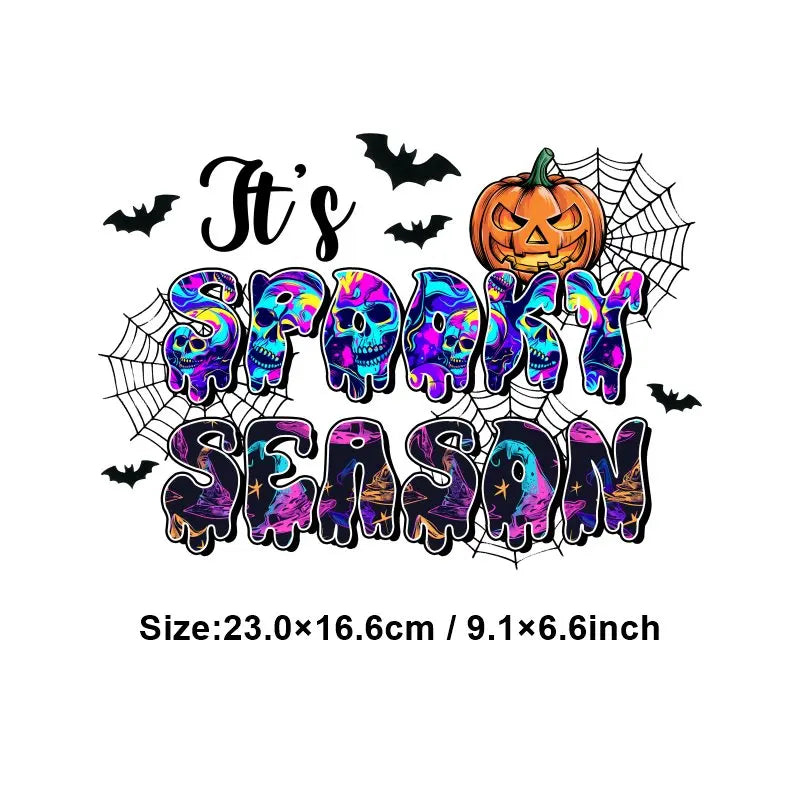 "Halloween is a Life Style"Patch Stickers Iron On Transfers for Clothing Iron Halloween Ghosts Stickers Fusible Applique Badge