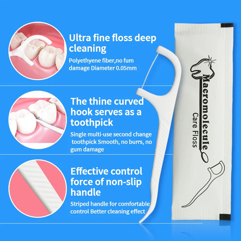 500PCs Disposable Dental Floss Eco Friendly Dental Floss Toothpick Individually Packaging Dental Floss Sticks For Hotel Family