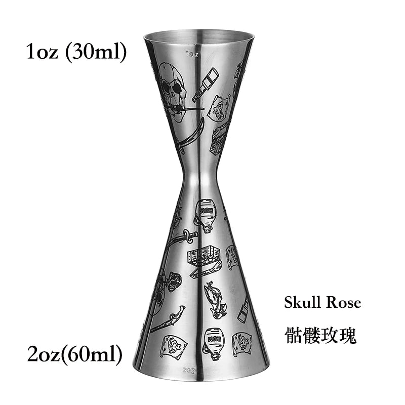 Integrated-Style Jigger Double Cocktail Jigger Bar Measure with Etched Pattern Bar Tools