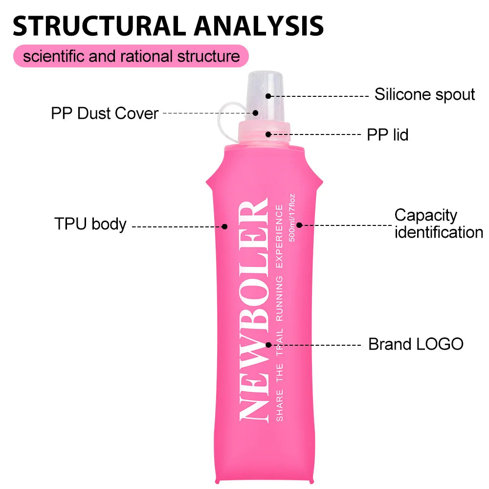 NEWBOLER 150/250/300/500ml Water Bottle TPU Folding Soft Flask Outdoor Sport Running Camping Hiking Travel Portable Water Bottle