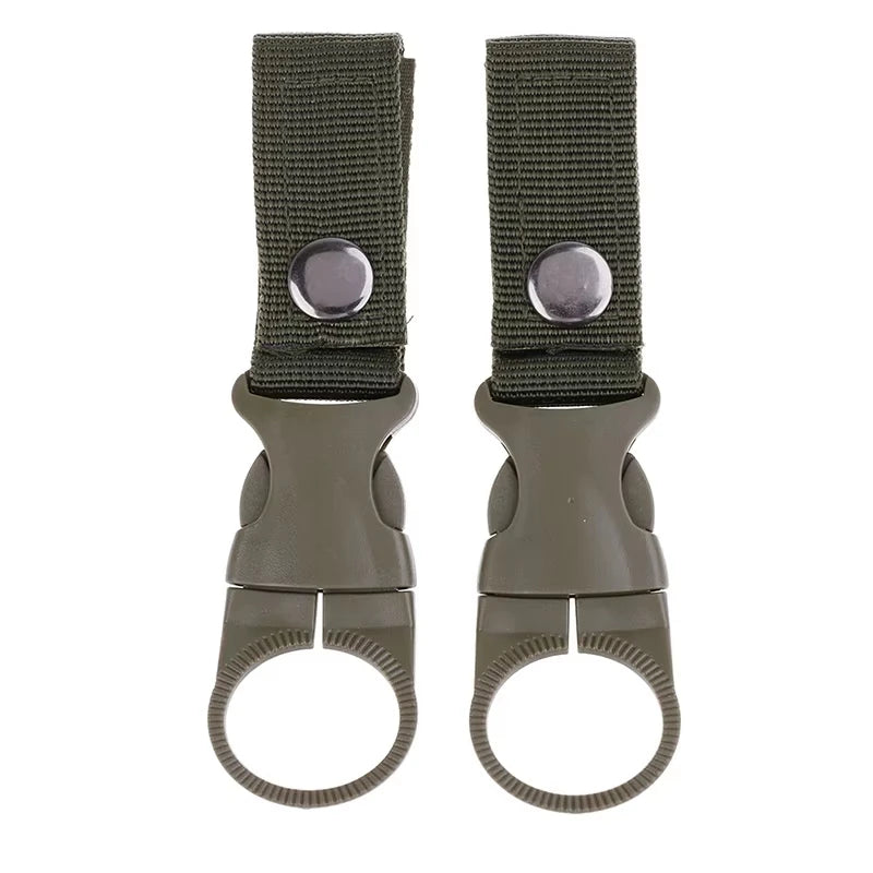2Pcs Multifunctional Nylon Webbing Water Bottle Holder Hooks, Backpack Hanging Clip Carabiner Belt Buckle for Climbing Outdoor