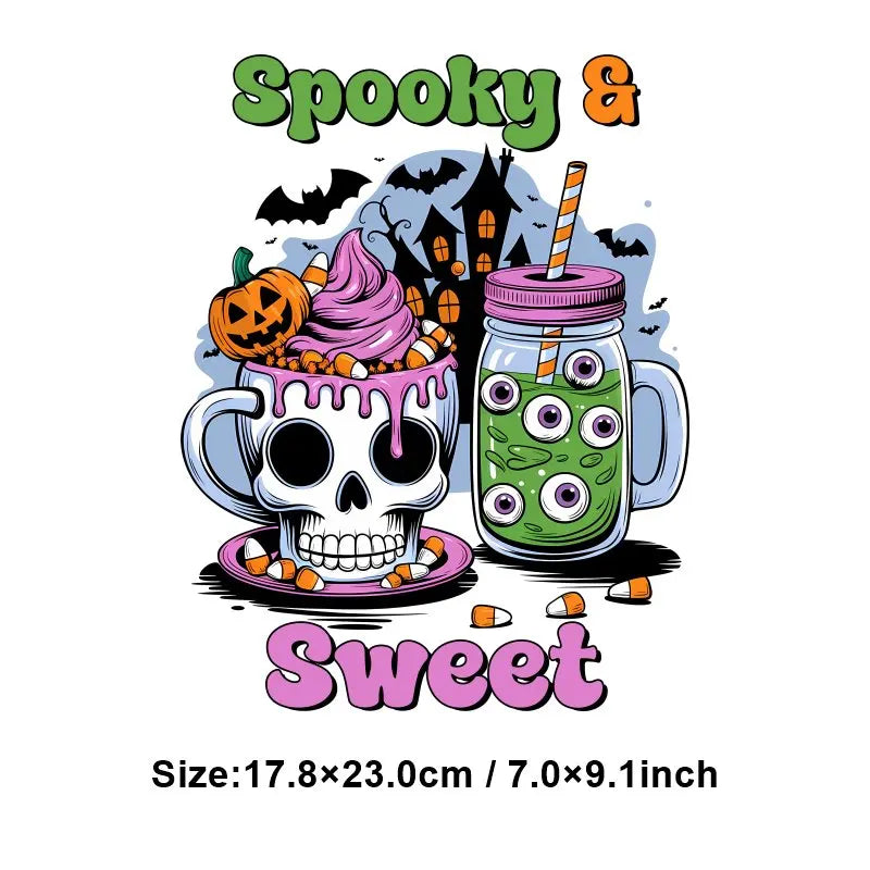 "Halloween is a Life Style"Patch Stickers Iron On Transfers for Clothing Iron Halloween Ghosts Stickers Fusible Applique Badge