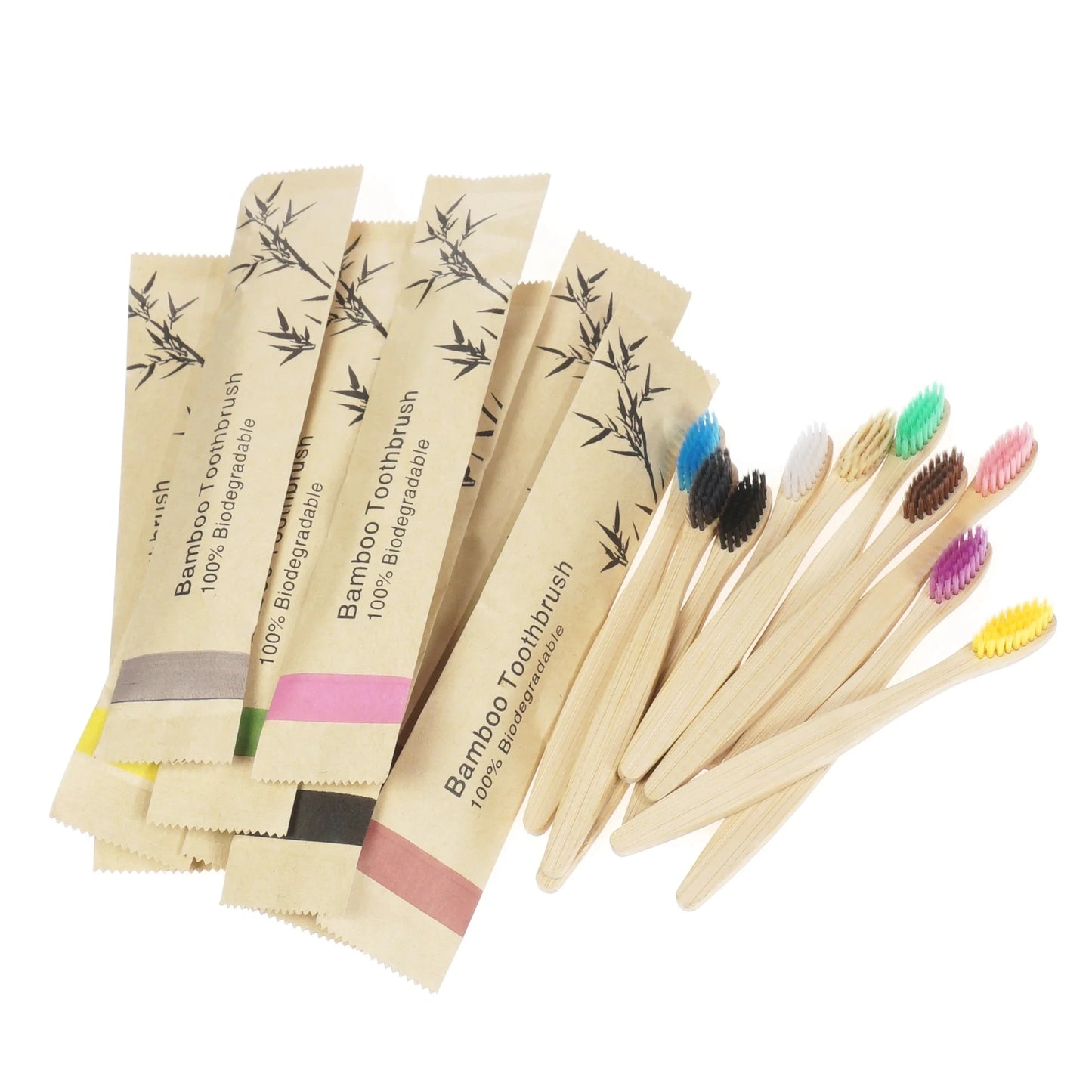 10Pcs Bamboo Toothbrush Eco Friendly Wooden Tooth Brush Soft Bristle Tip Charcoal Adults Oral Care Toothbrushes Hotel Travel