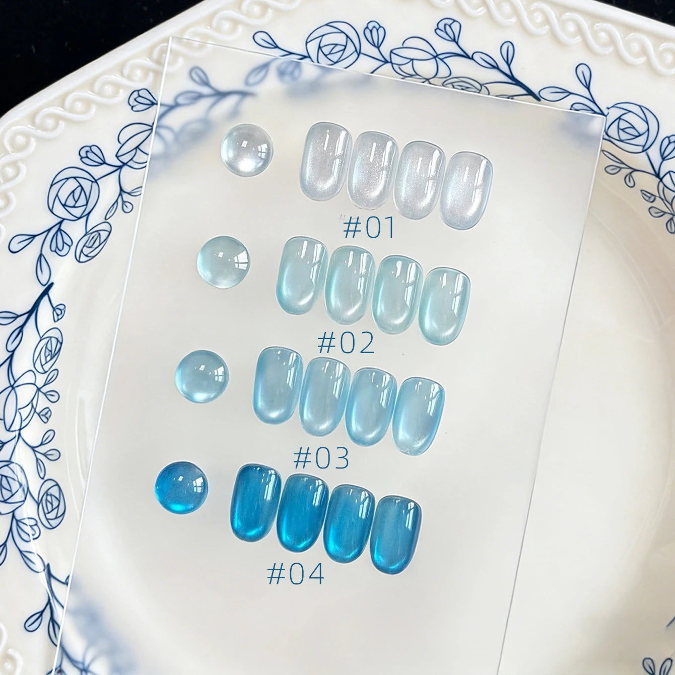 MIANEL 2026 Blue Moon Cat Eye Nail Gel Vibrant Sparkling Blue Glass Bead Effect Skin-Flattering Trendy Cat Eye Nail Art Manicure