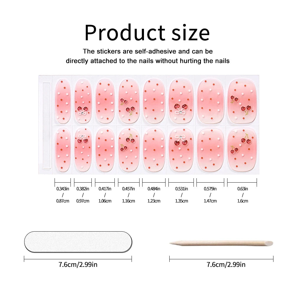 UV FREE Fully Cured Gel Nail Strips 16/22 Tips Self Adhesive Gel Nail Stickers DIY Nail Art Manicure DON'T NEED UV LAMP