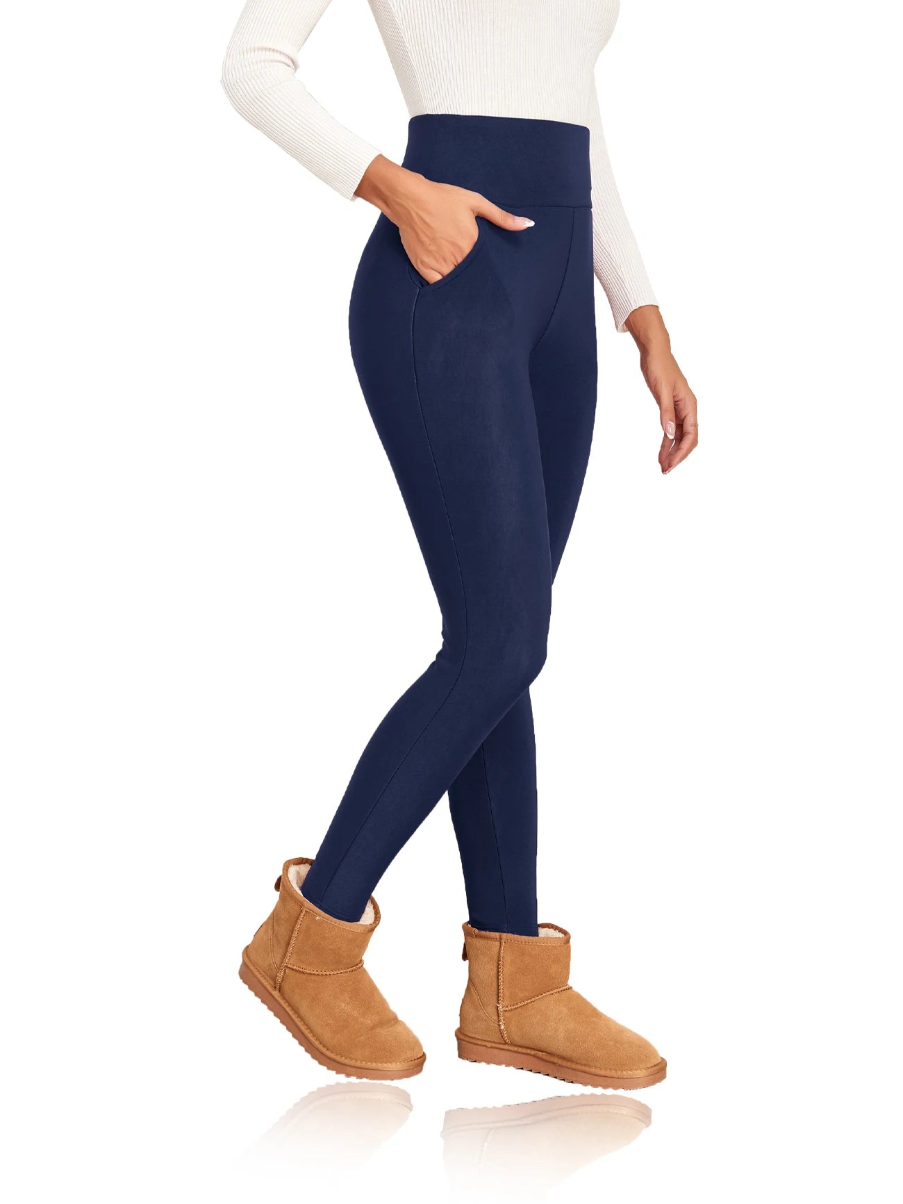 Super Warm Women Velvet Leggings With Pockets Autumn Winter Warm Fleece Tights Prevent Cold Leggings Stretch Leggings