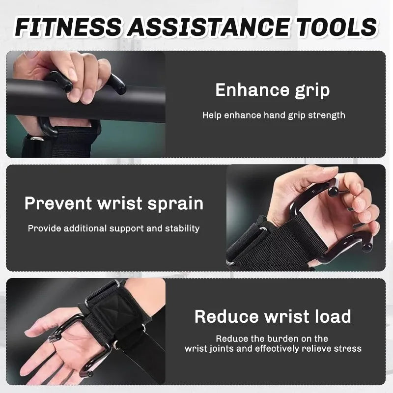 1Pair Wrist Straps for Weightlifting Adjustable Strap Hand Grips, Hooks for Pull-Ups, Deadlifts, Strength Training&Gym Workout
