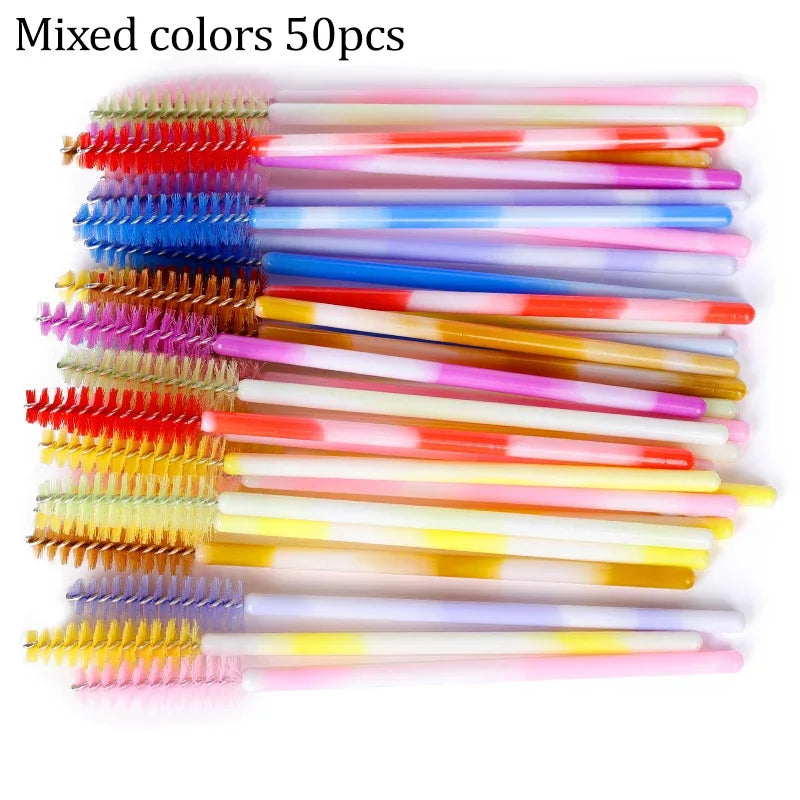 50pcs Eyelash Brushes Reusable Mascara Wands Applicator Spoolers for False EyeLashes Extension Women Lashes Cosmetic Supplies