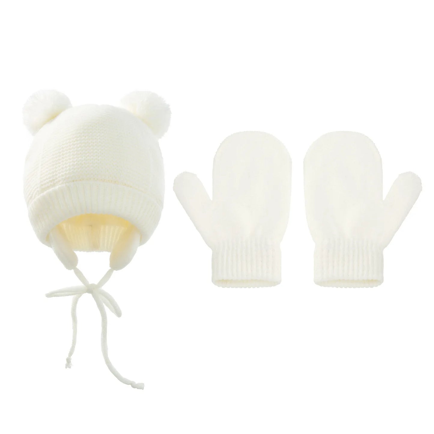 Winter Baby Hat for 0-12month Boy Girls Accessories Knited Cap Kids Hat Fleece Warm Gloves Thick Winter Ear Kids Hat Baby Bonnet