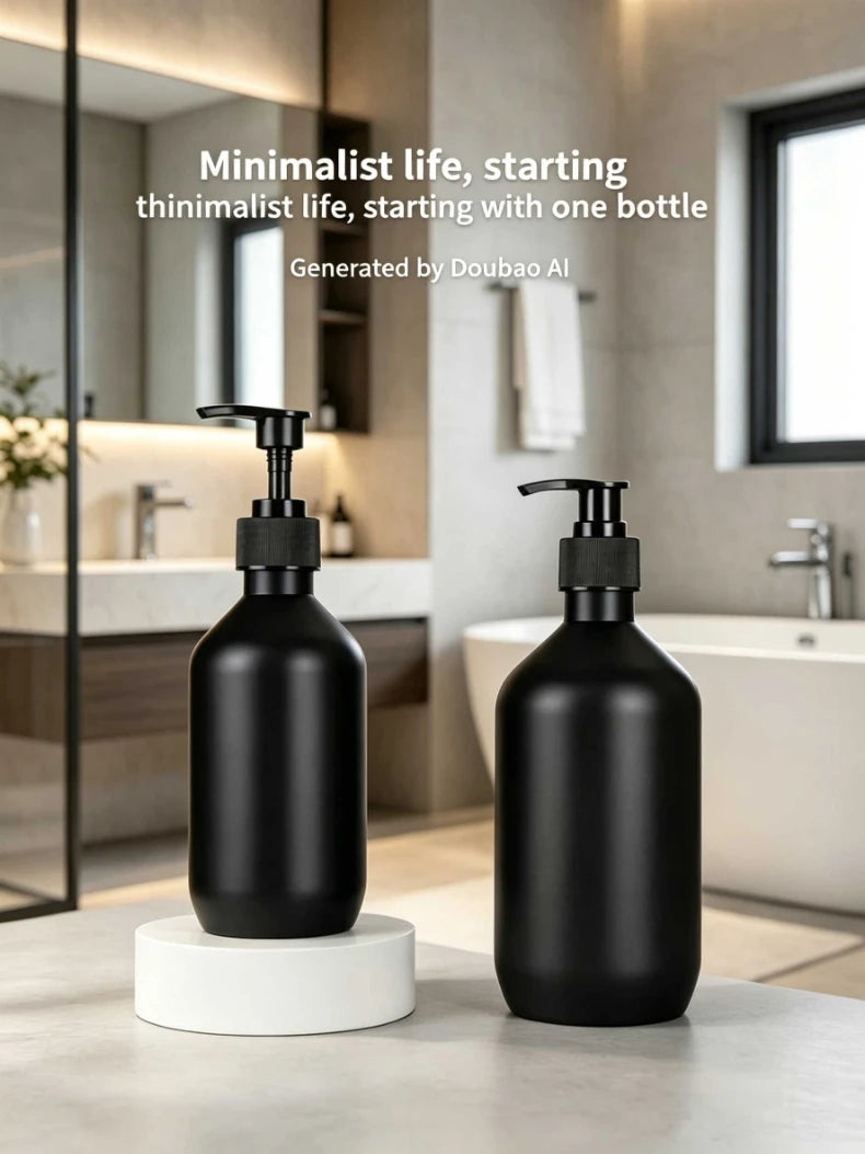 300/500ML Matte Black Liquid Soap Dispenser Refillable Shampoo Conditioner Body Lotion Container for Bathroom Supplies Hotel