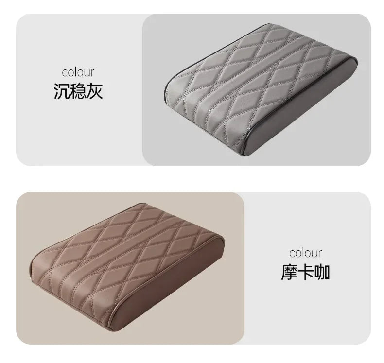 Wave Embroider PU Leather Car Armrest Mat Center Console Arm Rest Protection Cushion Auto Armrests Storage Box Cover Pad