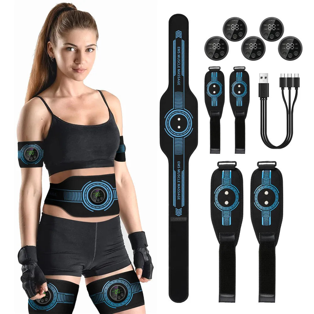 Intelligent EMS Belt Massage Set Full Body Muscle Stimulation Trainer Abdominal Fitness Device USB Charging Version