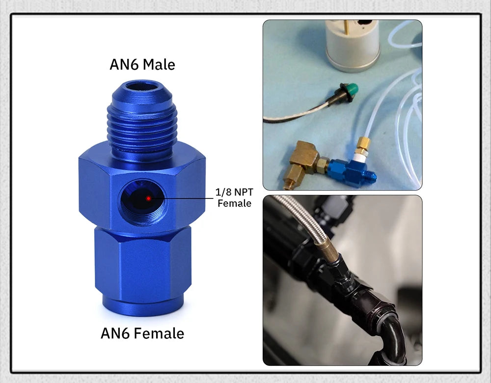 PQY - New AN-6 (AN6) Male to Female 1/8" NPT Gauge / Sensor Side Port Adapter  PQY-SL9192-06