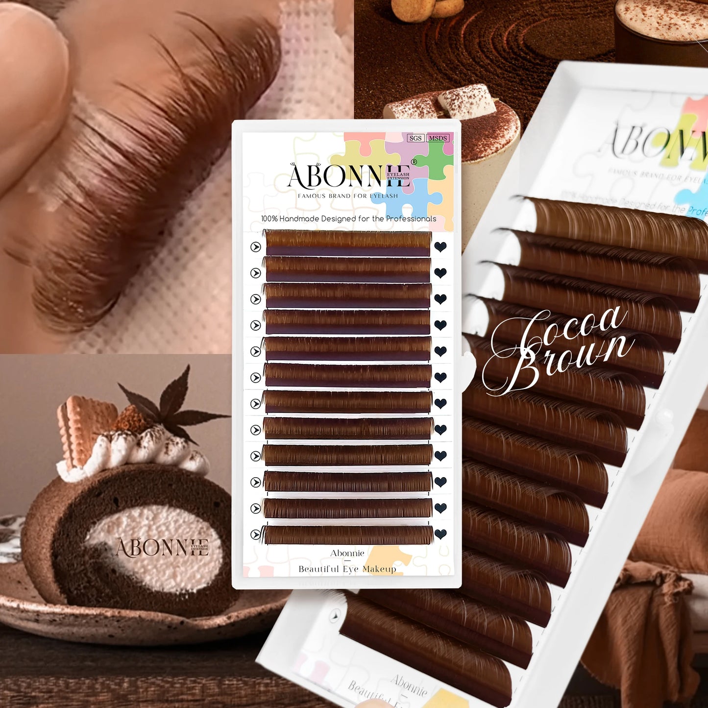 Abonnie Cocoa Brown Eyelash Extensions C CC D Mink Individual Colorful Lashes Extensions Brown Color Natural Soft Eyelashes