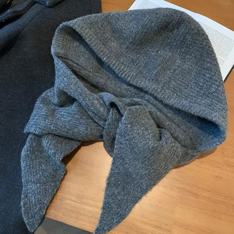 Winter Hats for Women Knitted Polyester Hooded Scarf Hat for Women Balaclava Knit Skull Cap Beanie Hat