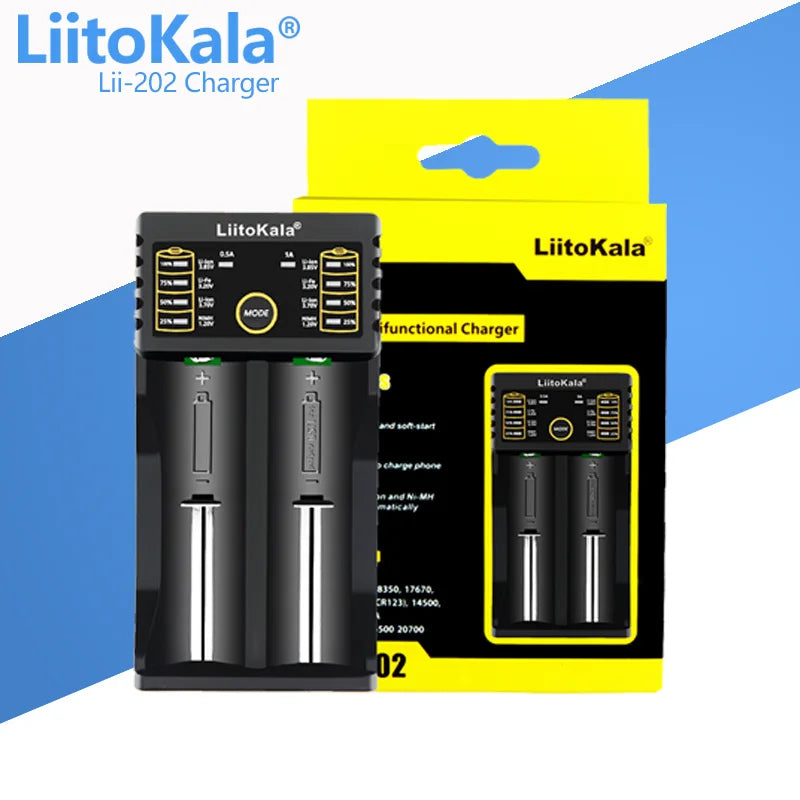 LiitoKala Lii-D4XL Lii-M4 Lii-M4S Lii-402 Lii-202 Lii-S2 3.7V/18650 18350 26650 14500 16340 NiMH Lithium Battery Smart Charger