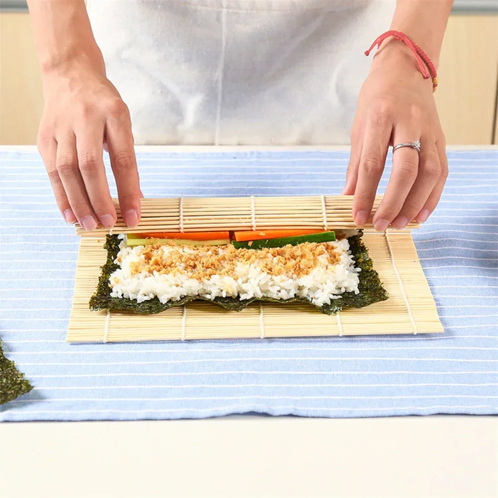 Exquisite Bamboo Sushi Mat with White Finish Seaweed Rice Roll Curling Non Stick Japanese Style Kitchen Essential  Sushi Making