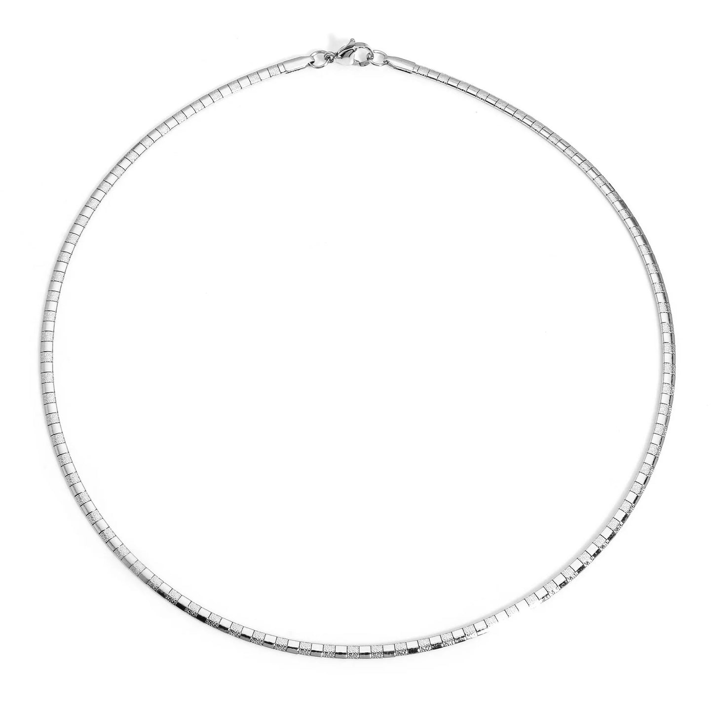 1 Piece 304 Stainless Steel  Chain Collar Neck Ring Necklace For Women Men Golden/Silvery Punk Jewelry 45cm(17 6/8") Long