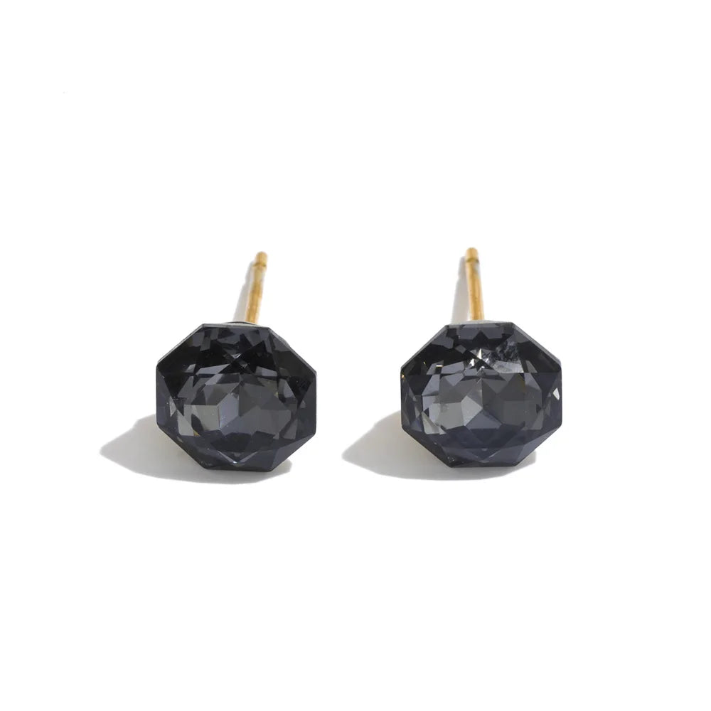 Yhpup New Arrivals Multi Color Crystal Round Stud Earrings for Women Shiny Stylish Daily Summer Jewelry Tarnish Resistant