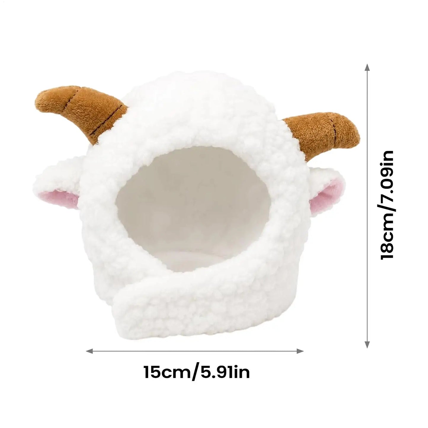 Cute sheep Hooded Pet Cat Dog Accessories Cosplay Cat Hat Winter Lovely New Year Puppy Headgear Soft Velvet Pets Supplies