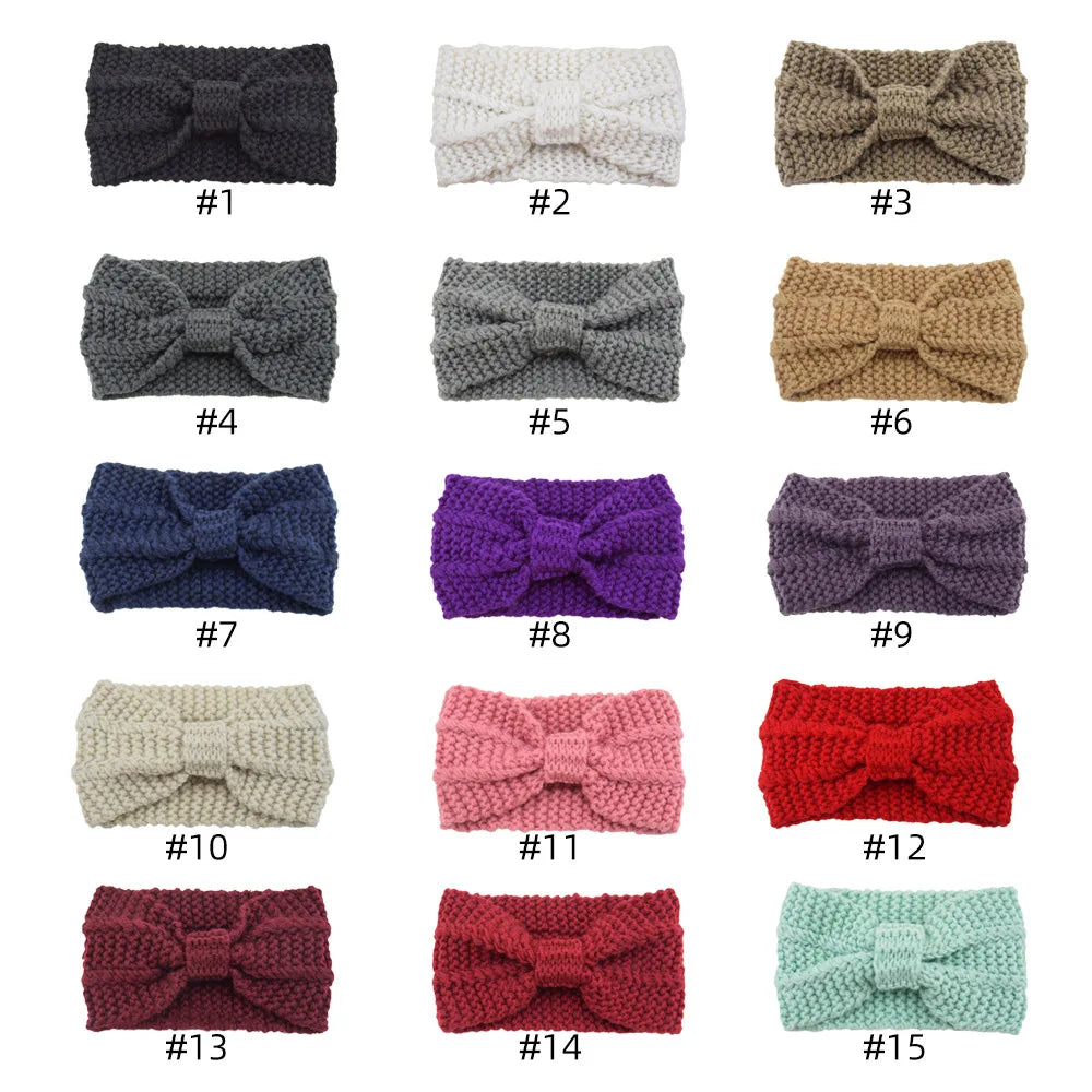 1 Piece Winter Headband Cross Knit Chunky Headbands Elastic Crochet Turban Ear Warmer Headwraps for Women Girls Hair Accessories