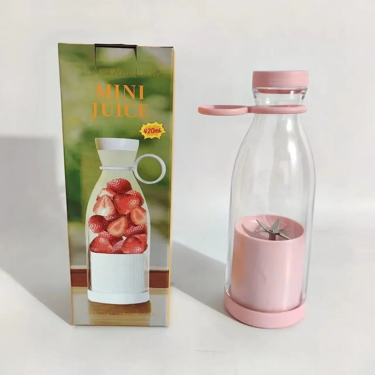 New 380ml Electric Juicer Mini Wine Bottle Blender Fruit Mixers 6 Blades Charging Juicer Cup Small Household Portable Juicer Ble