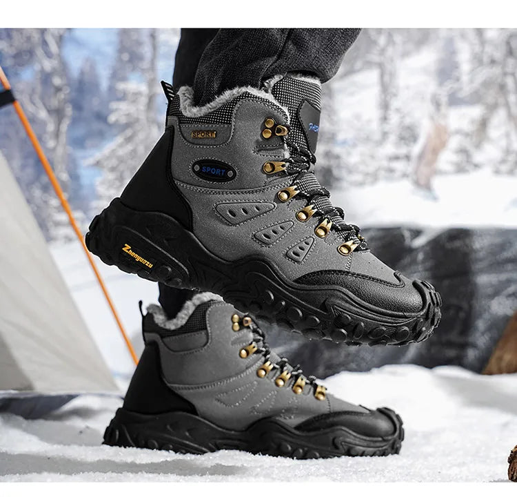 Autumn and Winter Men's Outdoor Sports and Travel Fleece-Lined Warm Snow Boots, Christmas Gifts, Birthday Gifts, Halloween Gifts