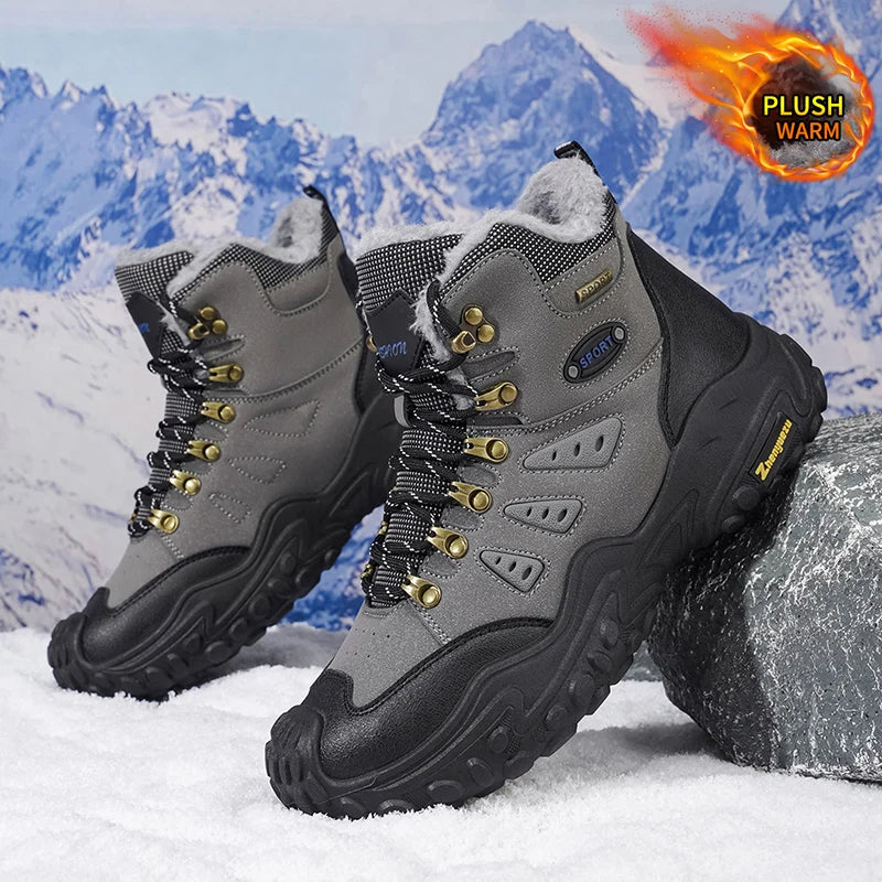 Autumn and Winter Men's Outdoor Sports and Travel Fleece-Lined Warm Snow Boots, Christmas Gifts, Birthday Gifts, Halloween Gifts