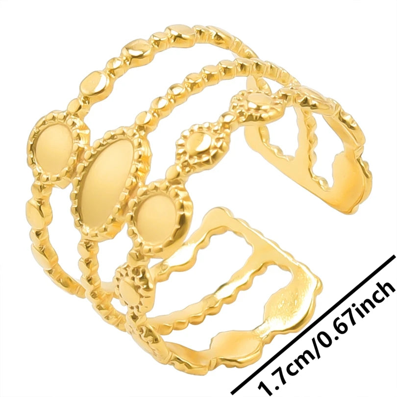 6pcs/lot Wholesale Various Chunky Rings Real Gold Plated Love Abstract DIY Shell Star Sun Bat Shaped Rings Women Jewelry Gifts