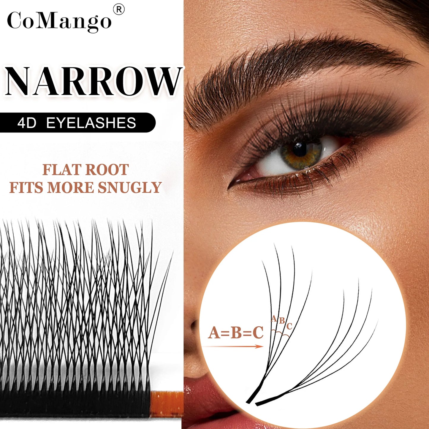 CoMango C/D/LC/LU Smaller Spacing 3D/4D W Shaped Eyelashes Extension 3D/4D Style Premade Fans Lashes Volume Lightweight Eyelash