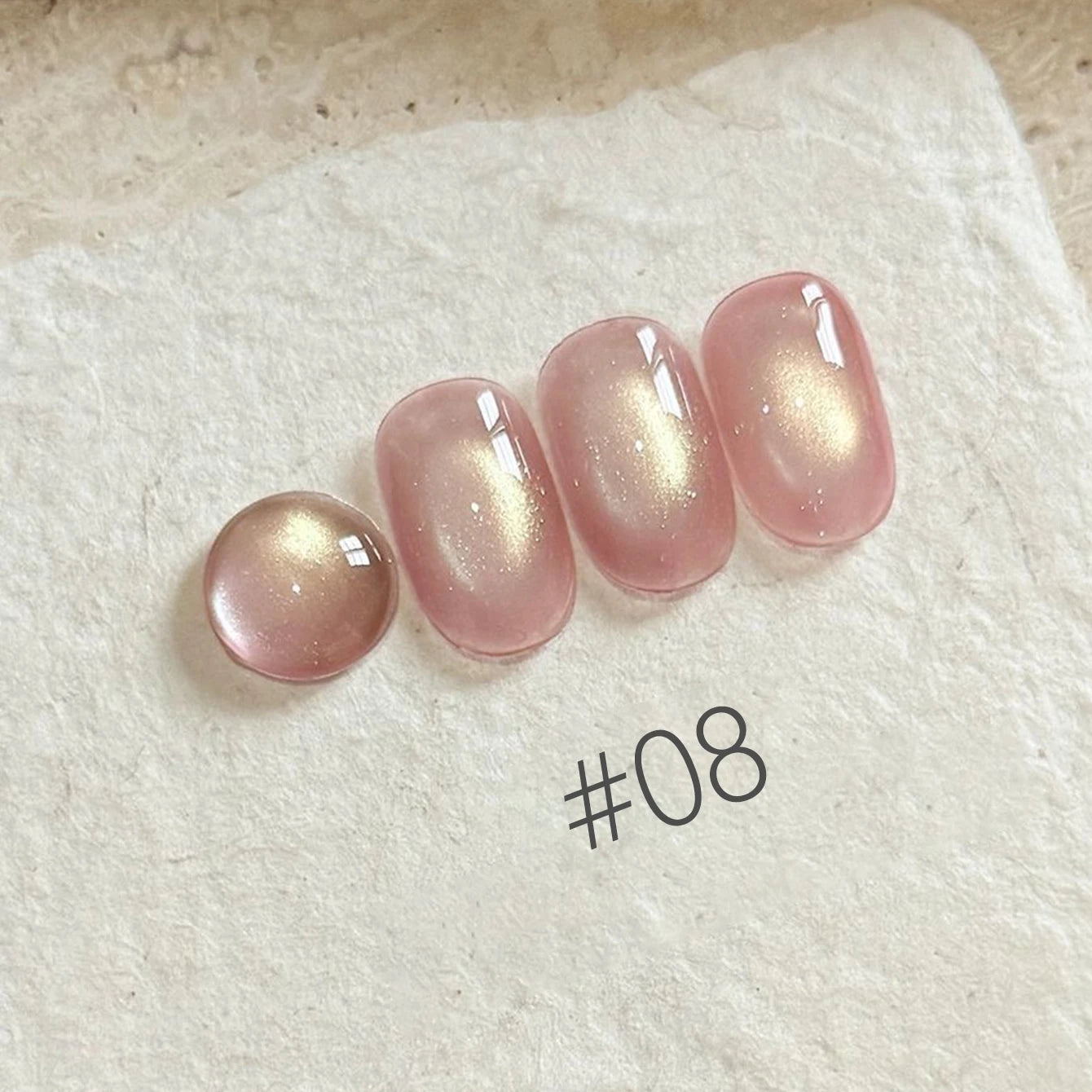 MIANEL 2026 10ML Lover Cat Eye Nail Gel Nude Pink with Sparkling Golden Light Glass Bead for Flattering Cat Eye Manicure
