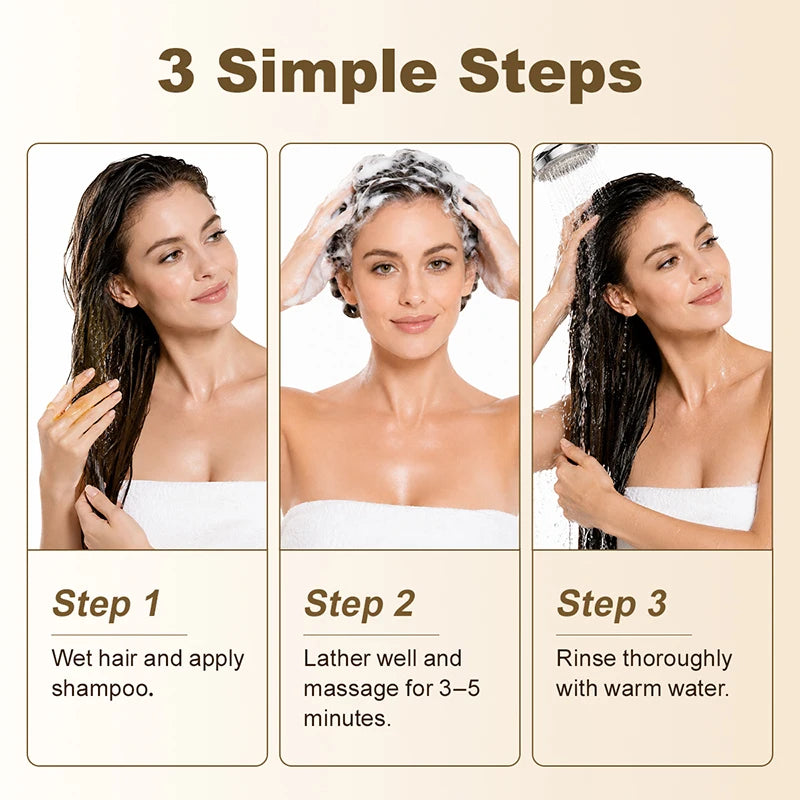 PURC 300ml 5 In 1 Instant Coloring Shampoo Natural Ginger Herbal Shampoo for Men Women Promote Hair Growth and Deeply Nourish