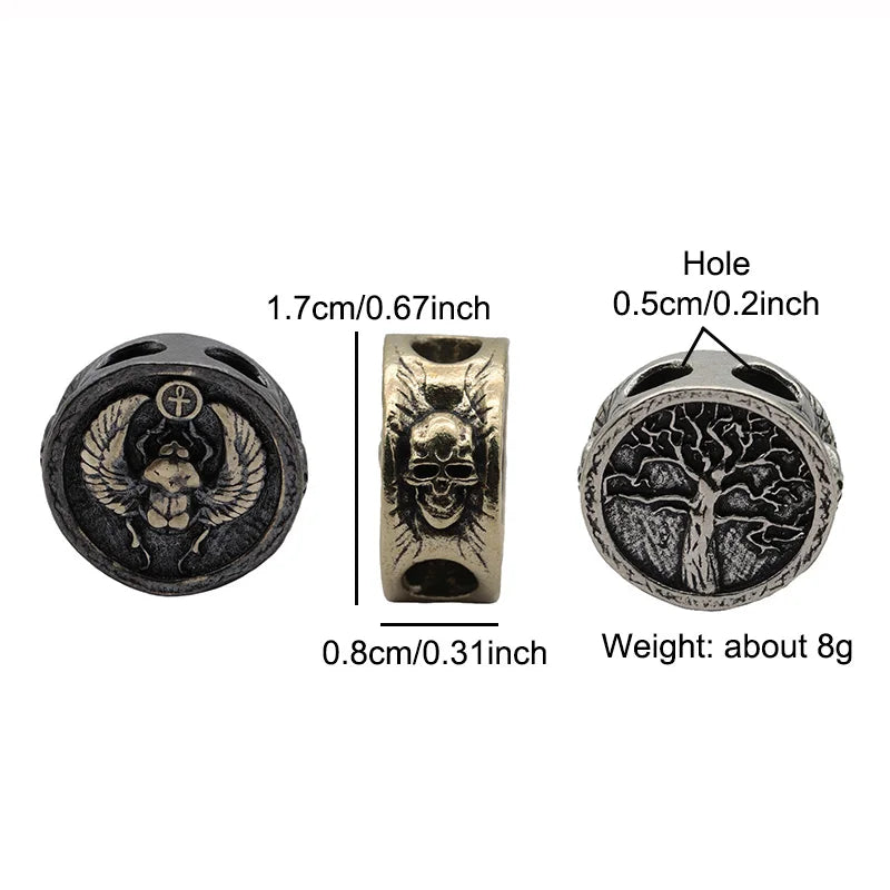 Dung Beetle Ankh Brass Knife Beads Punk EDC Outdoor DIY Paracord Woven Lanyard Pendant Retro Umbrella Rope Bracelets Accessories