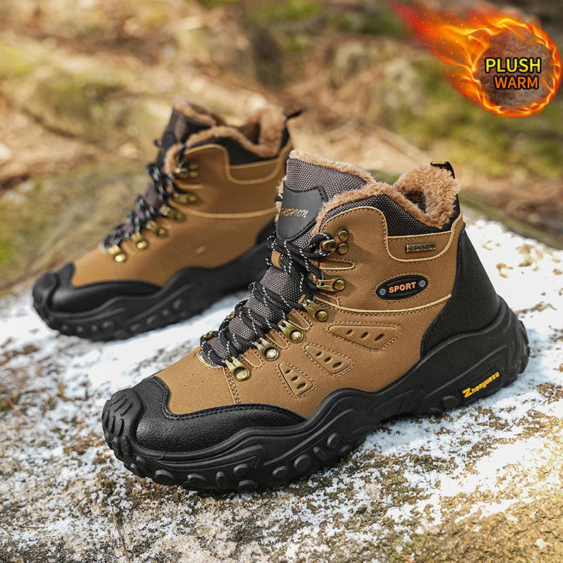 Autumn and Winter Men's Outdoor Sports and Travel Fleece-Lined Warm Snow Boots, Christmas Gifts, Birthday Gifts, Halloween Gifts