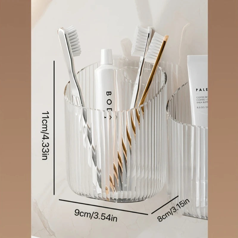 1pc Wall-Mounted Organizer Cup Multi-Functional Bathroom Kitchen Storage Toothbrush Holder Space-Saving Bathroom Accessories