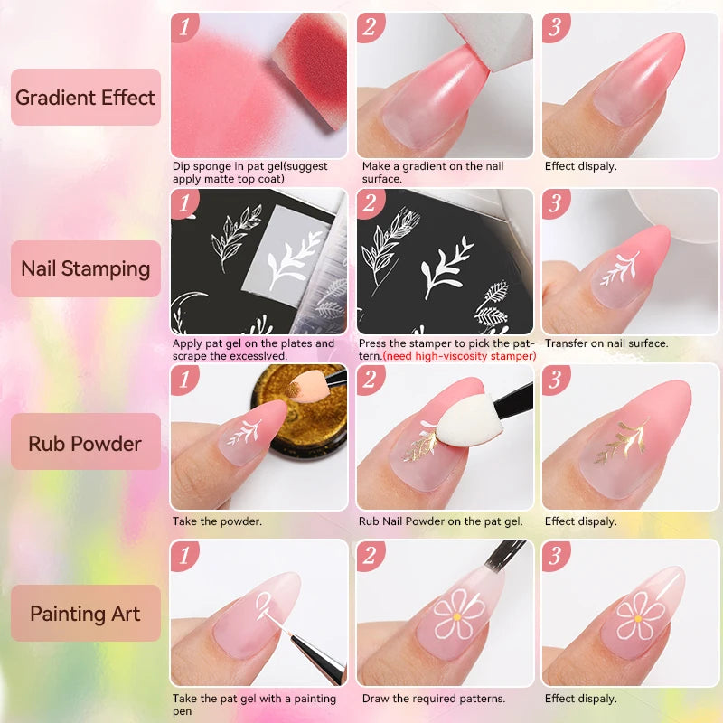 UR SUGAR 1/2Pcs White Pat Painting Gel Nail Polish 4 In 1 Gradient French Cover Edge Lines Nail Stamping Pattern Nail Diy Pattin
