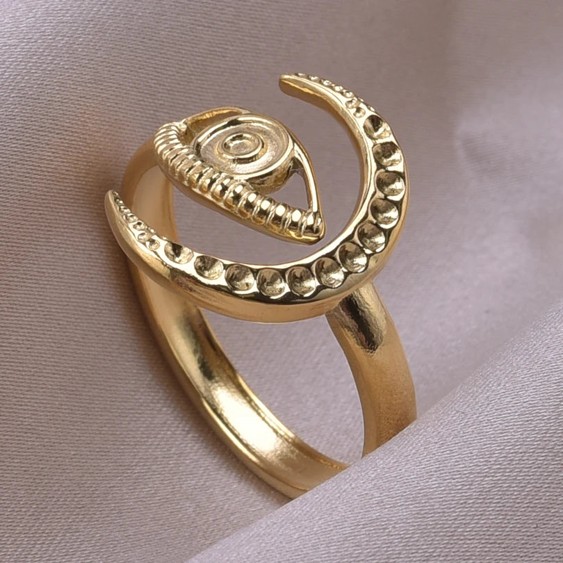 6pcs/lot Wholesale Various Chunky Rings Real Gold Plated Love Abstract DIY Shell Star Sun Bat Shaped Rings Women Jewelry Gifts