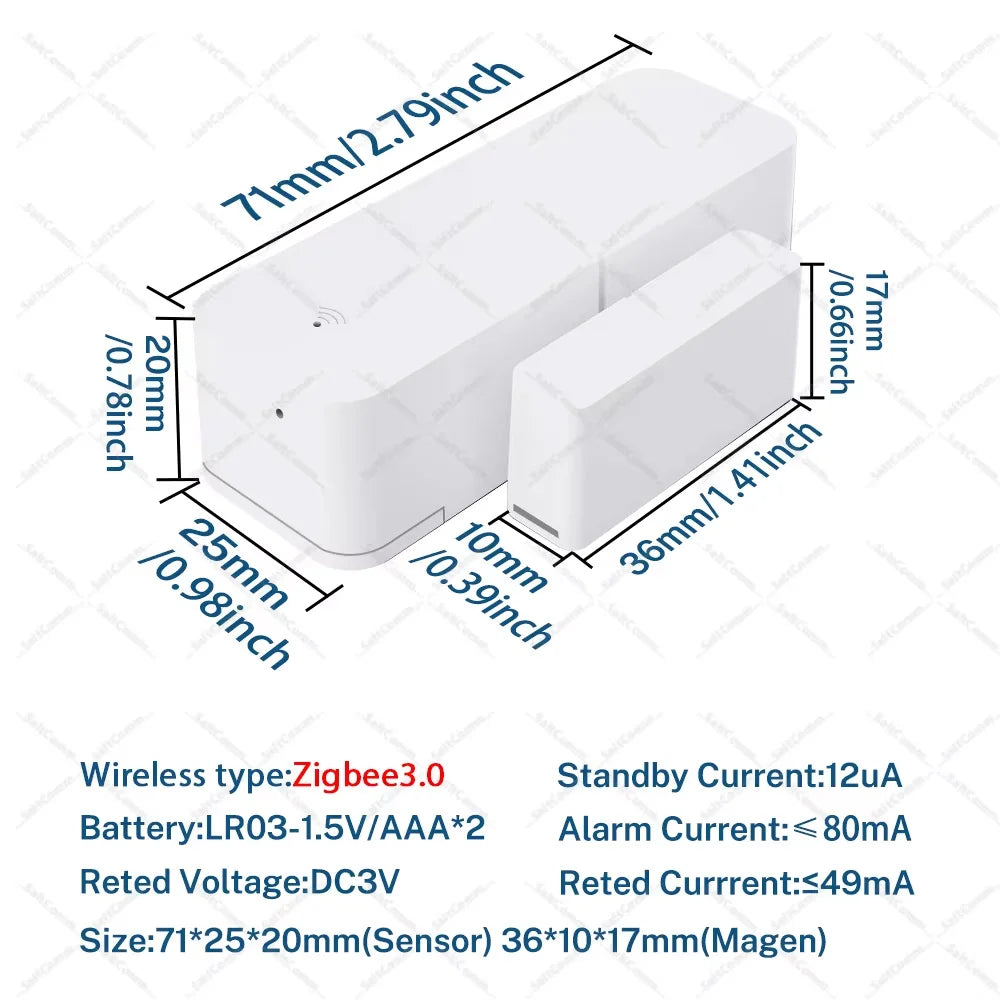 Zigbee 3.0 Door Window Sensor Zigbee Gateway Required Smart Home Work with Alexa ZHA Zigbee2mqtt