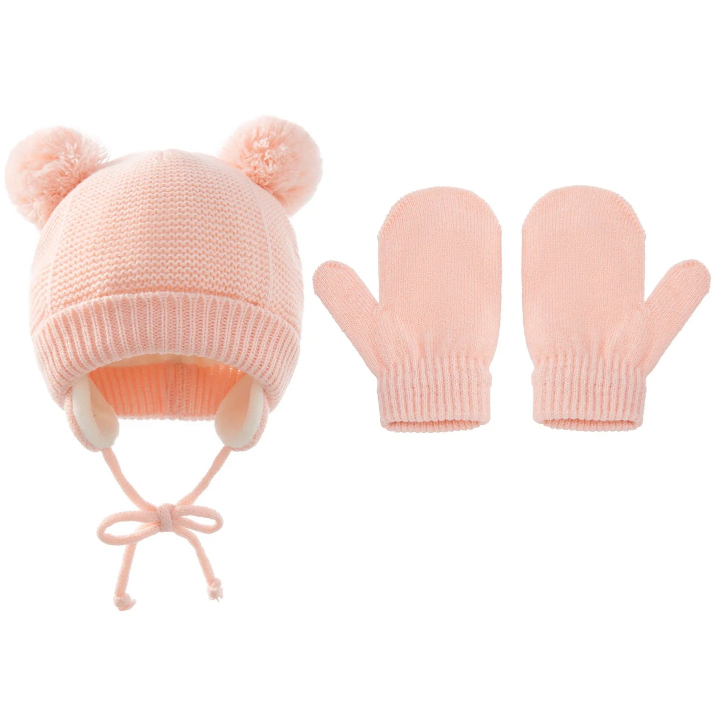 Winter Baby Stuff Hat for Boy Girls Accessories Knited Cap Kids Hat Fleece Warm Gloves Thick Winter Ear Kids Hat Baby Bonnet