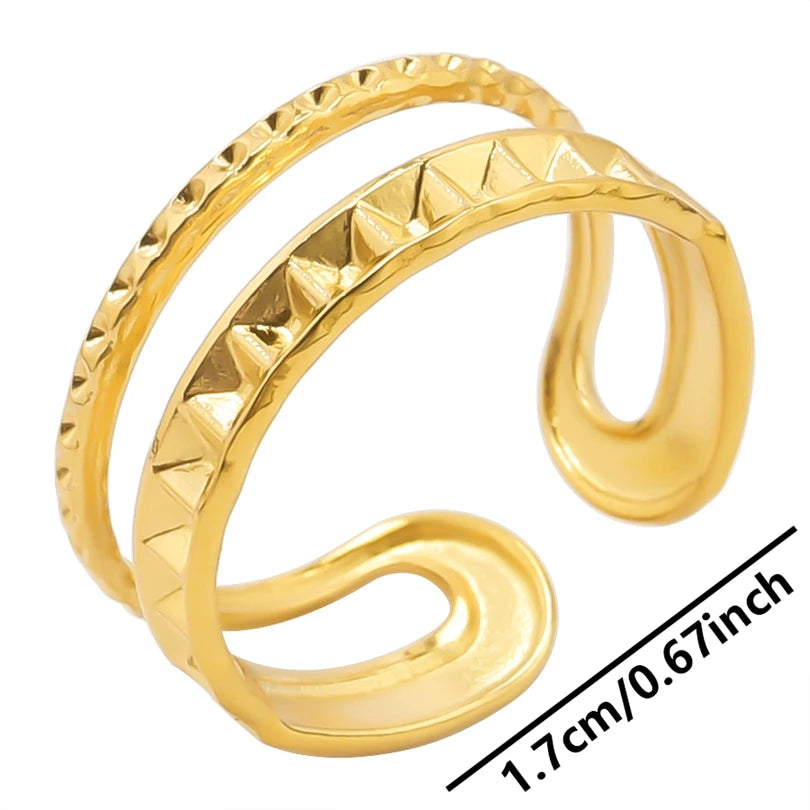 6pcs/lot Wholesale Various Chunky Rings Real Gold Plated Love Abstract DIY Shell Star Sun Bat Shaped Rings Women Jewelry Gifts