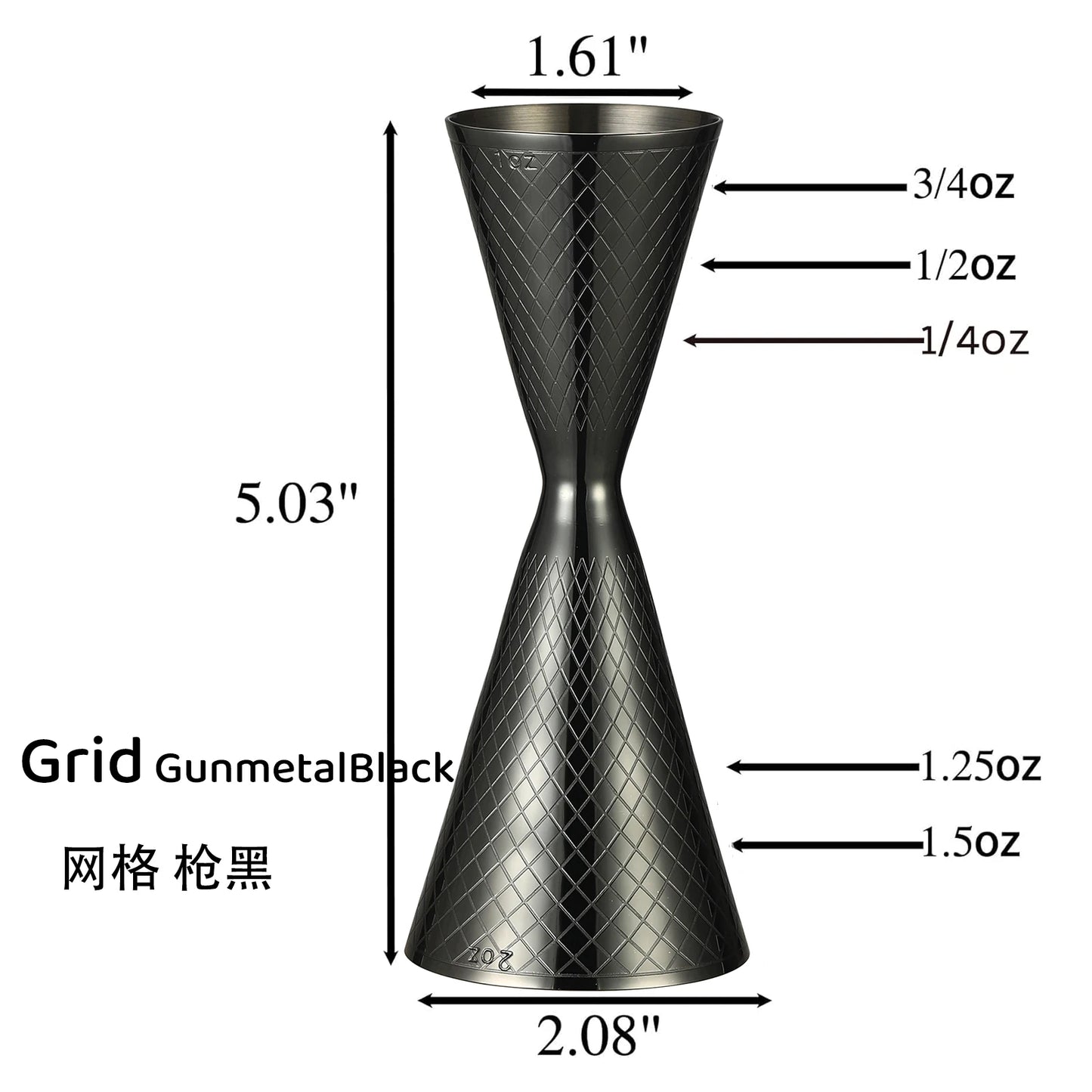Integrated-Style Jigger Double Cocktail Jigger Bar Measure with Etched Pattern Bar Tools